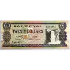 GUYANA 1989 . TWENTY 20 DOLLARS BANKNOTE